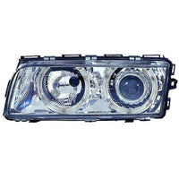 BMW 7 E38 94-98 Frontlykter Xenon Angel Eyes Chrome