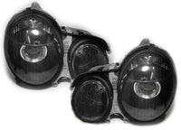 MB E W210 99-02 Frontlykter Klarglass Svart