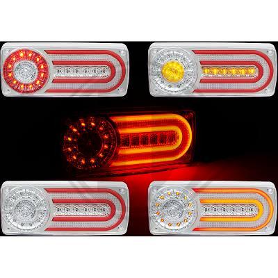 MB G W463 86- Baklykter LED Klarglass Rød-Chrome