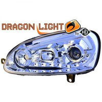 VW GOLF V 03-08 Frontlykter Dragon Lights Chrome