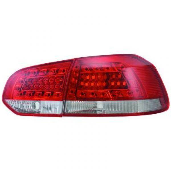VW GOLF VI 08-12 Baklykter LED Klarglass Rød-Hvit