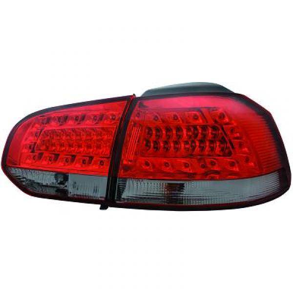 VW GOLF VI 08-12 Baklykter LED Klarglass Rød-Svart