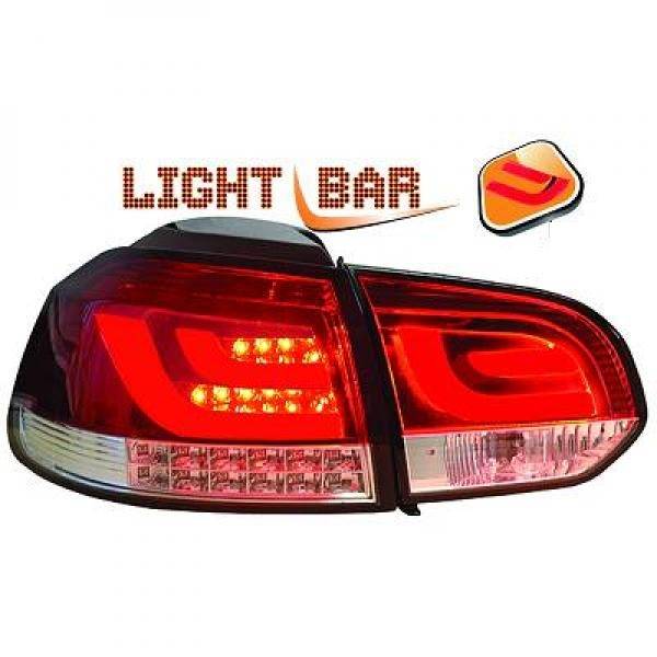 VW GOLF VI 08-12 Baklykter LED Light Bar Rød-Chrome