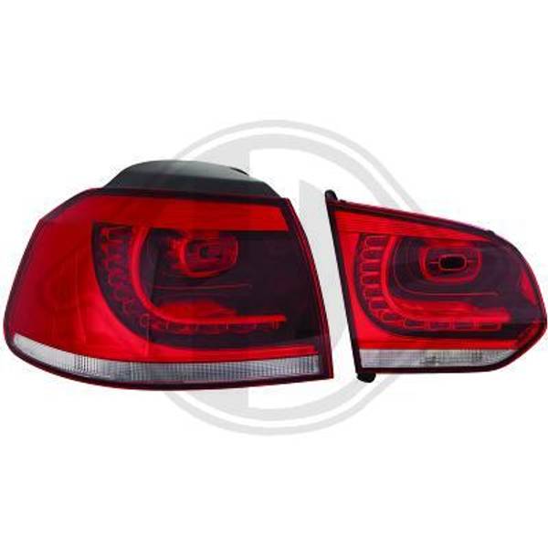 VW GOLF VI 08-12 Baklykter LED Rød-hvit