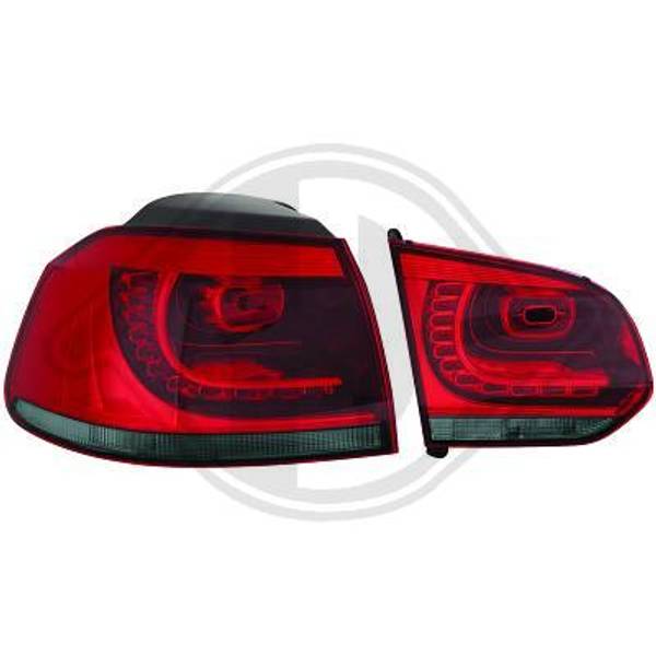 VW GOLF VI 08-12 Baklykter LED Rød-sotet