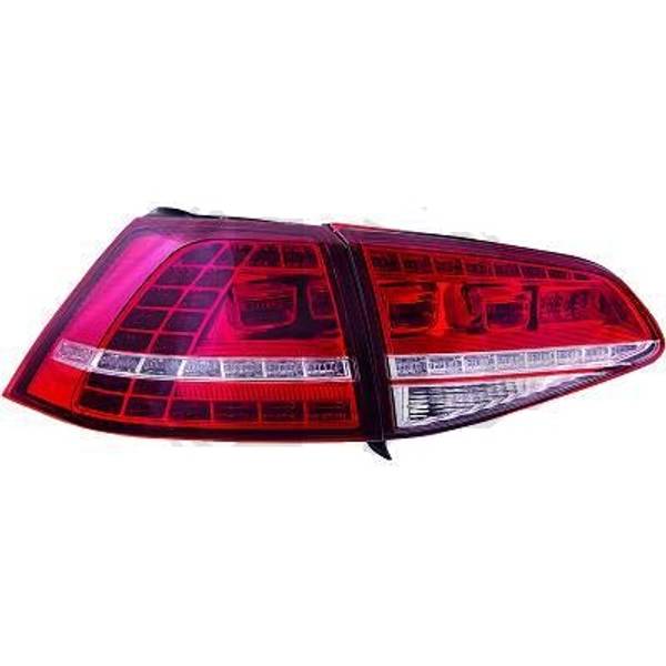 VW GOLF VII 12-17 Baklykter LED Klarglass Rød-Hvit