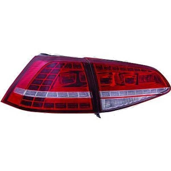 VW GOLF VII 12-17 Baklykter LED Klarglass Rød-Sotet