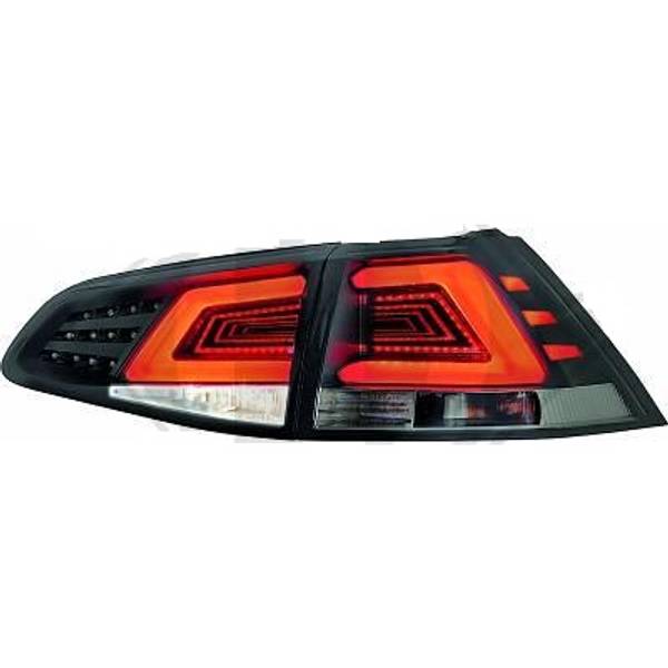 VW GOLF VII 12-17 Baklykter LED Klarglass Sotet-Svart