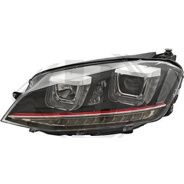 VW GOLF VII 12-17 Frontlykter 3D LED Klarglass Svart