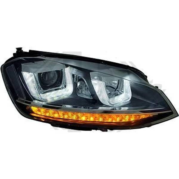 VW GOLF VII 12-17 Frontlykter 3D LED Klarglass Svart