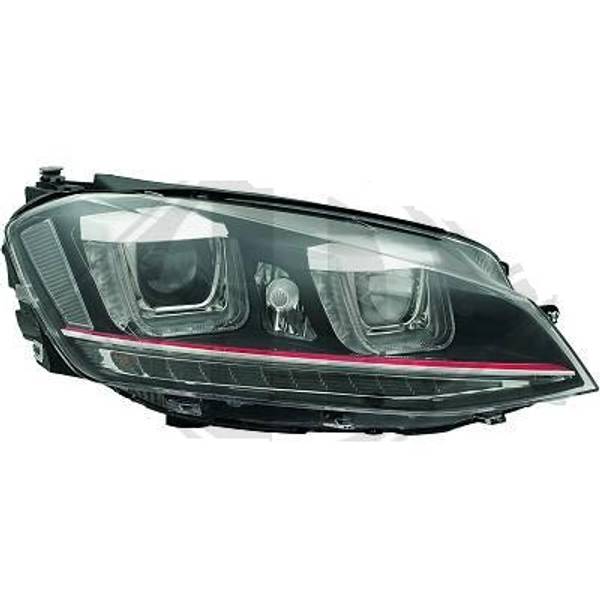 VW GOLF VII 12-17 Frontlykter DE Klarglass Svart