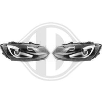 VW POLO V 09-14 Frontlykter GTI-Optikk Svart/Krom