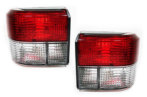 VW T4 90-03 Baklykter Rød-hvit Klarglass